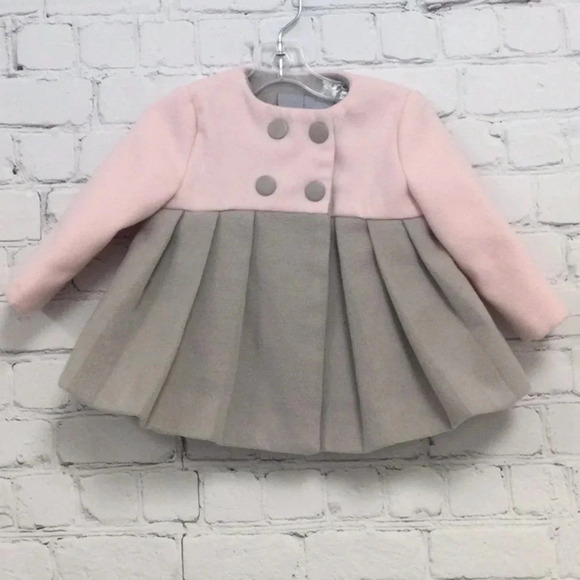 Tahari Baby Pink Grey Pleated Jacket size 3-6M - Picture 1 of 6